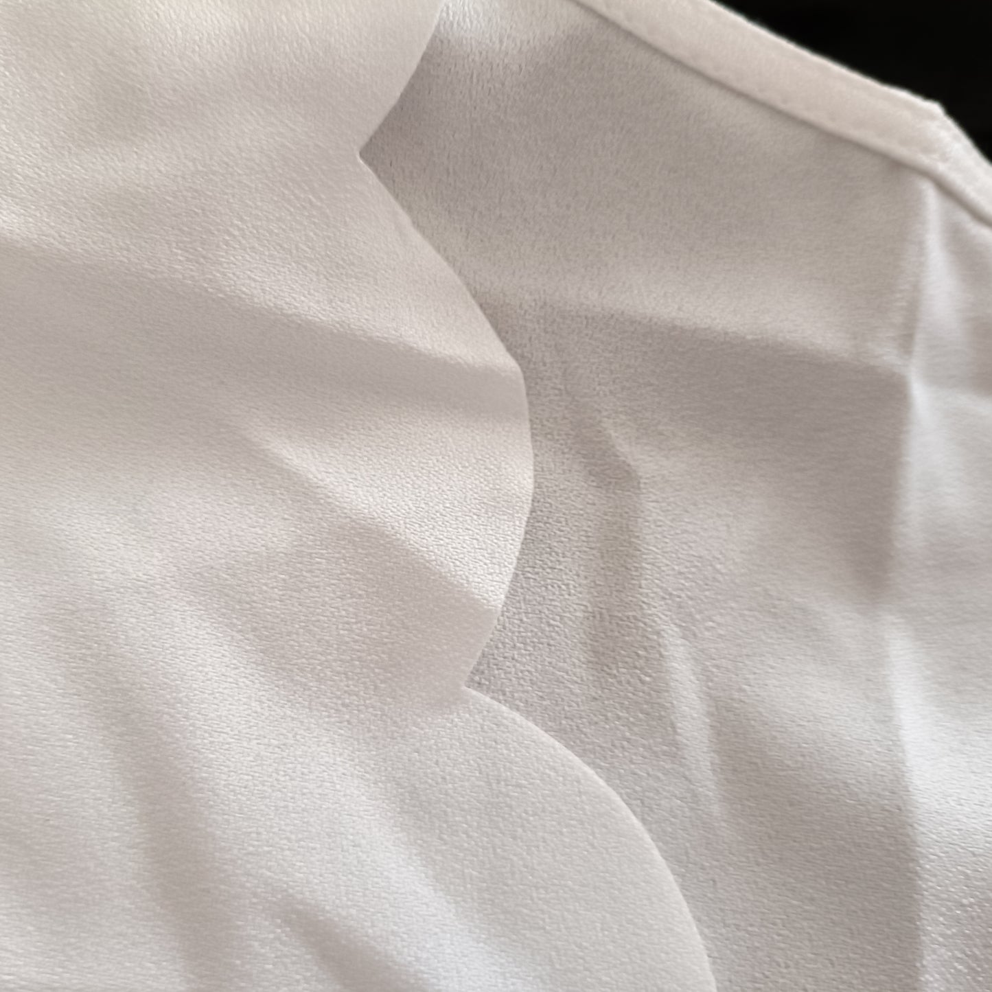White Scalloped Neckline Blouse with Lace Sleeves