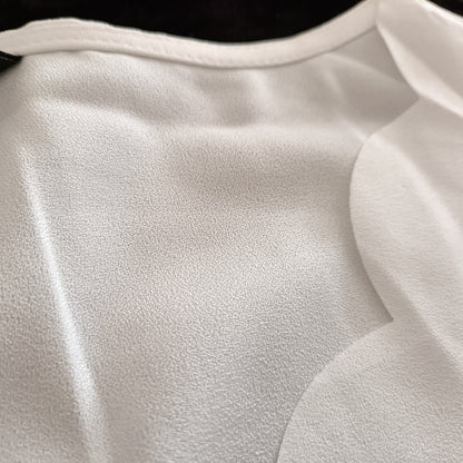 White Scalloped Neckline Blouse with Lace Sleeves