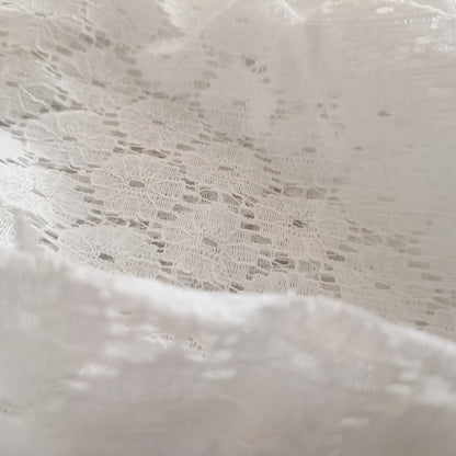 White Scalloped Neckline Blouse with Lace Sleeves