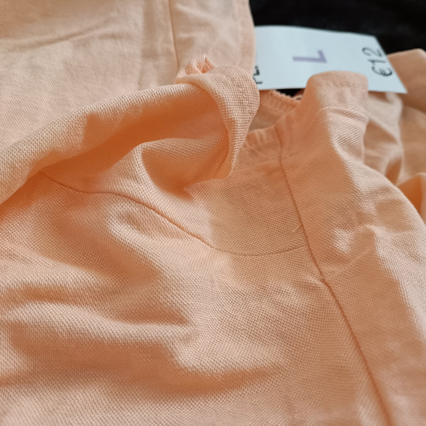 Peach Tiered Dress with Short Ruffle Sleeves