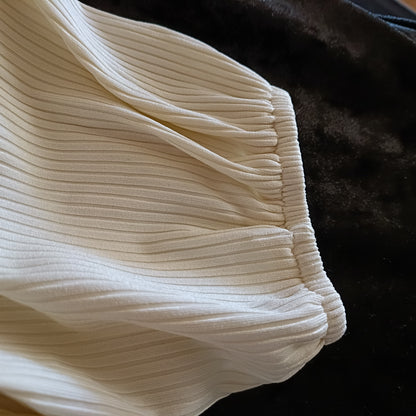 Cream Belted Dress with Frill Hem and Surplice Neckline