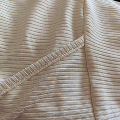 Cream Belted Dress with Frill Hem and Surplice Neckline