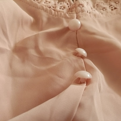 Pink Button Front and Lace Trimmed Camisole