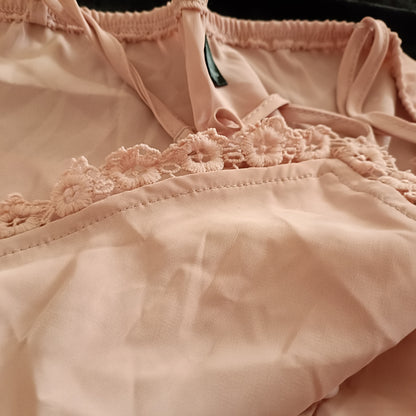 Pink Button Front and Lace Trimmed Camisole