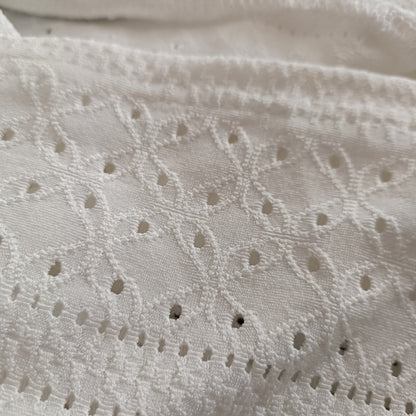 Off White Eyelet Embroidery Long Sleeve Open Front Jacket/Cardigan