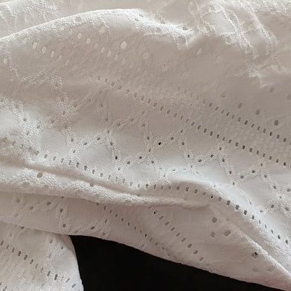 Off White Eyelet Embroidery Long Sleeve Open Front Jacket/Cardigan