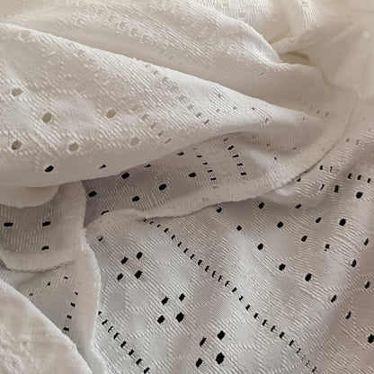 Off White Eyelet Embroidery Long Sleeve Open Front Jacket/Cardigan
