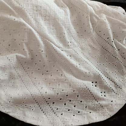 Off White Eyelet Embroidery Long Sleeve Open Front Jacket/Cardigan