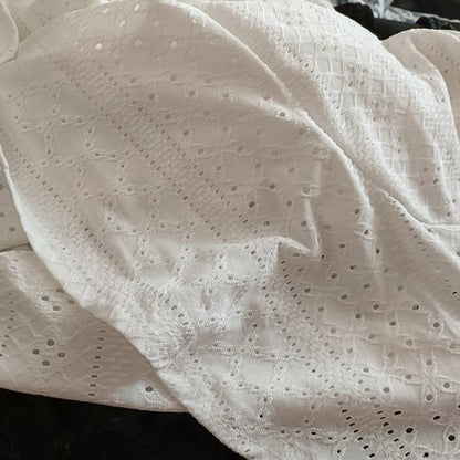 Off White Eyelet Embroidery Long Sleeve Open Front Jacket/Cardigan