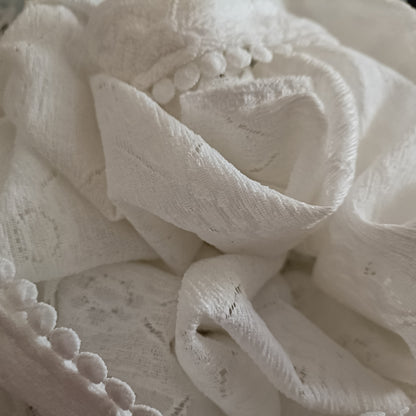 White Floral Lace Open Front Cardigan with Dot Lace Trim