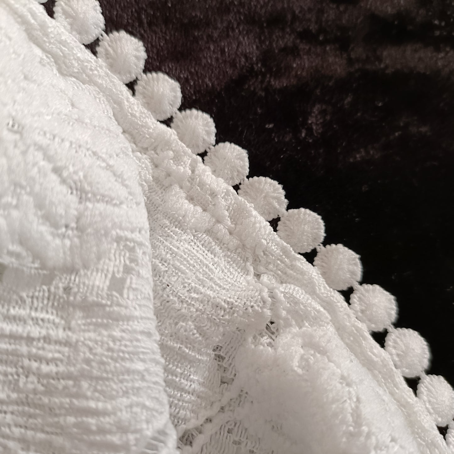 White Floral Lace Open Front Cardigan with Dot Lace Trim