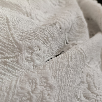 White Floral Lace Open Front Cardigan with Dot Lace Trim