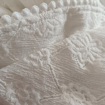White Floral Lace Open Front Cardigan with Dot Lace Trim