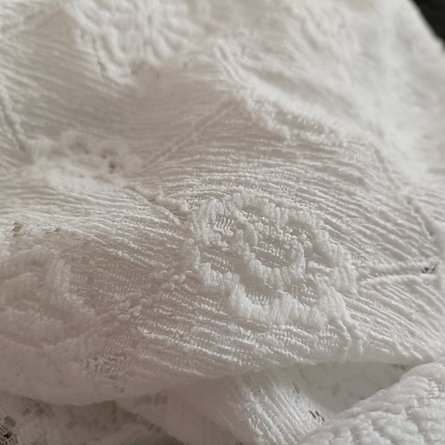 White Floral Lace Open Front Cardigan with Dot Lace Trim