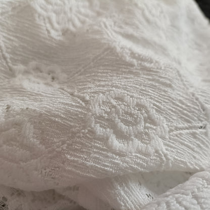 White Floral Lace Open Front Cardigan with Dot Lace Trim