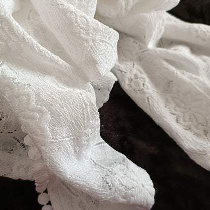 White Floral Lace Open Front Cardigan with Dot Lace Trim