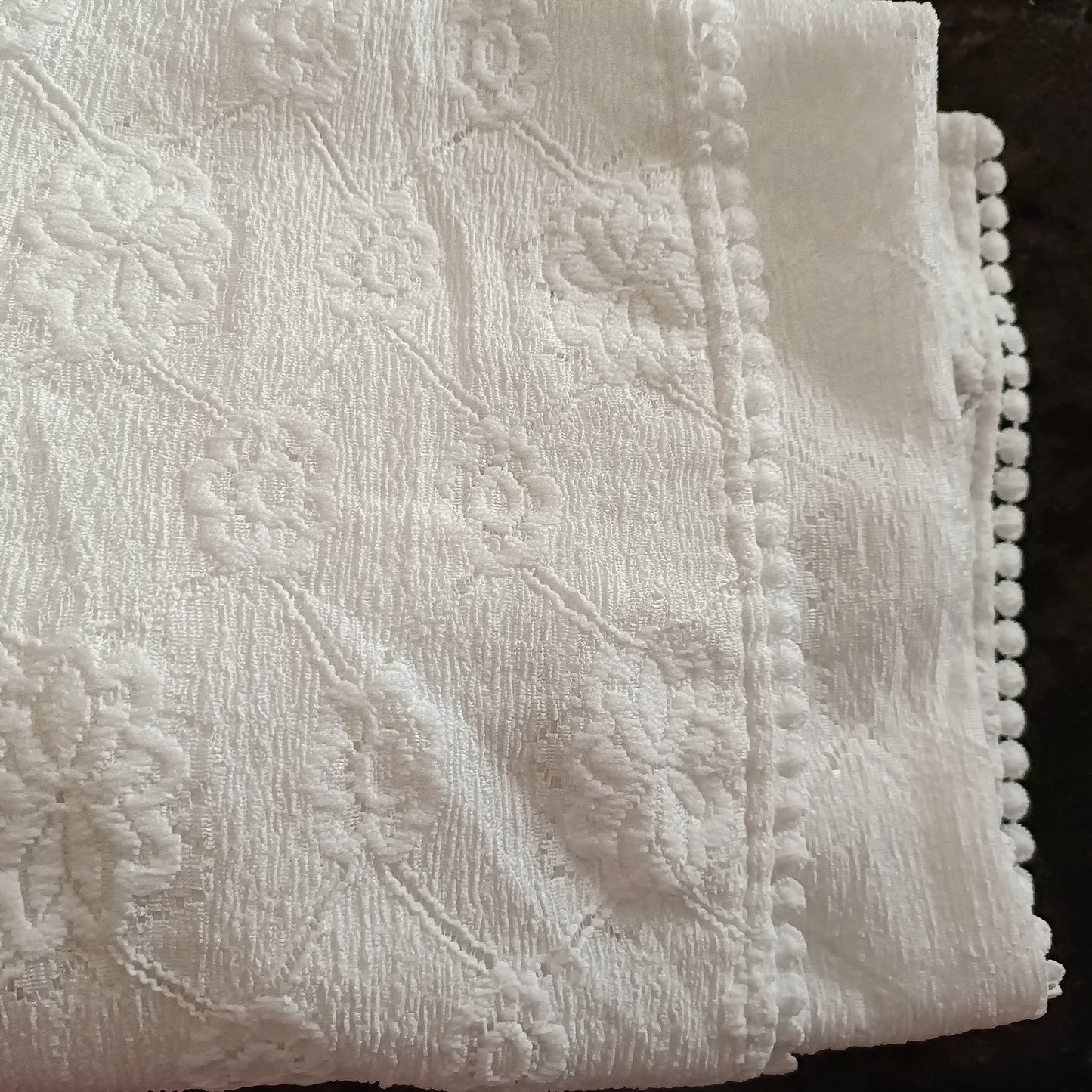 White Floral Lace Open Front Cardigan with Dot Lace Trim