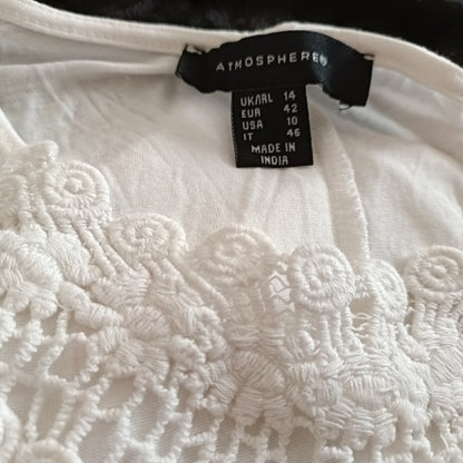 White Loose Fitting Vest Top with Lace Panel