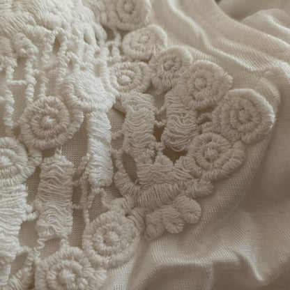 White Loose Fitting Vest Top with Lace Panel