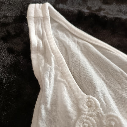 White Loose Fitting Vest Top with Lace Panel