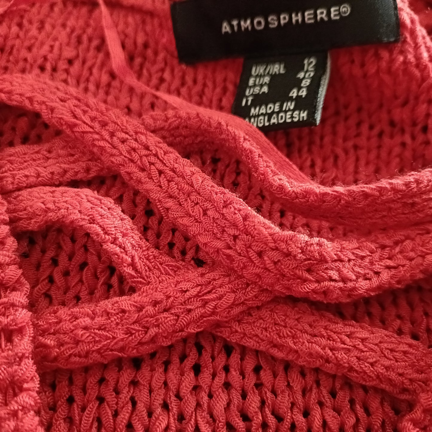 Red Loose Knit V Neck Jumper
