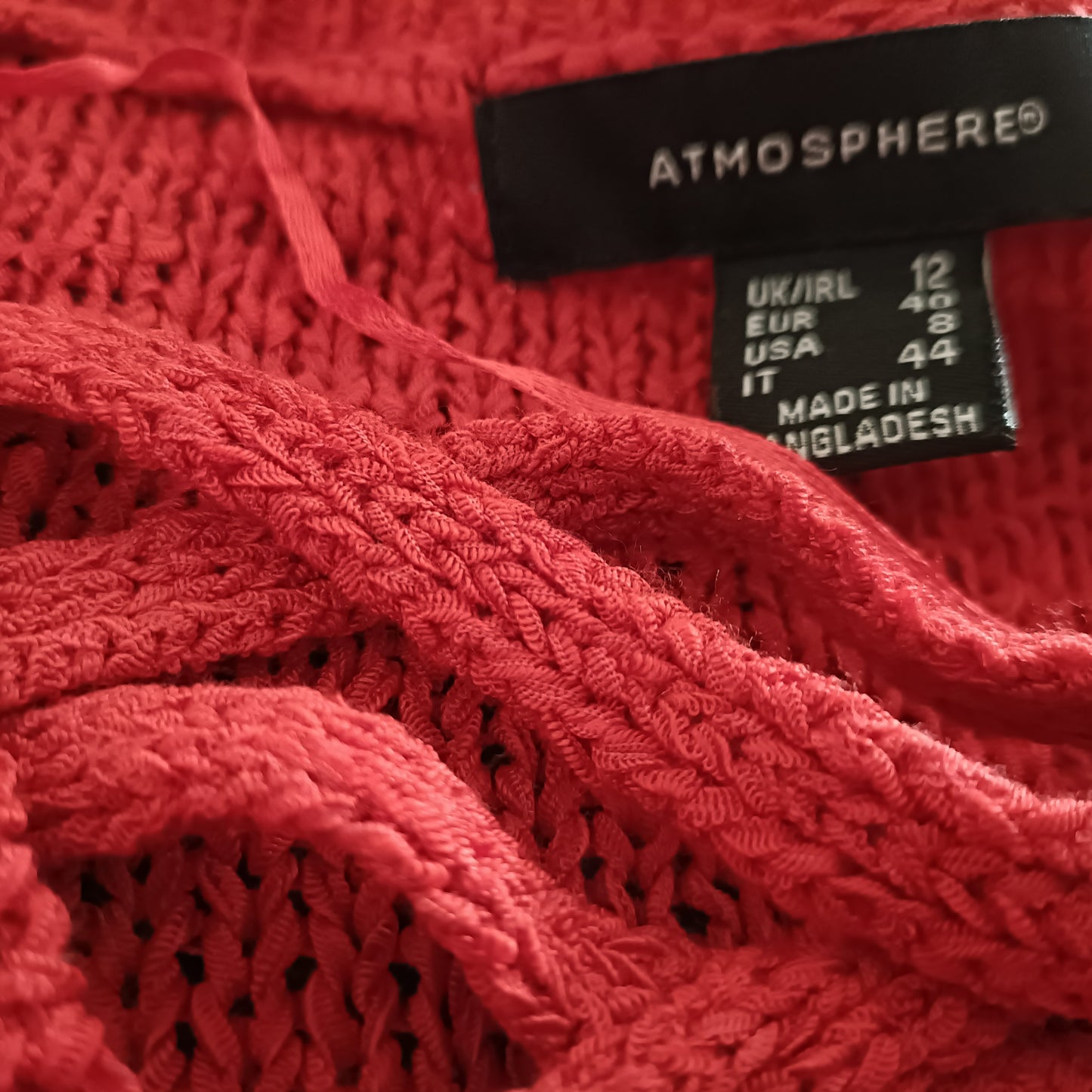 Red Loose Knit V Neck Jumper