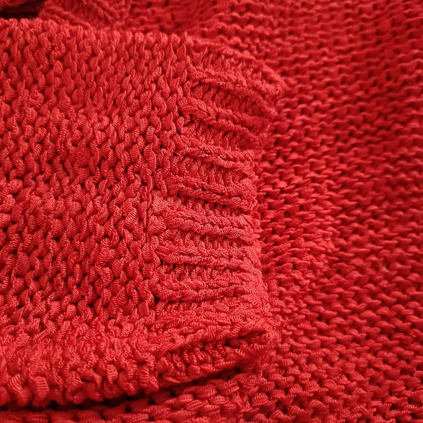 Red Loose Knit V Neck Jumper