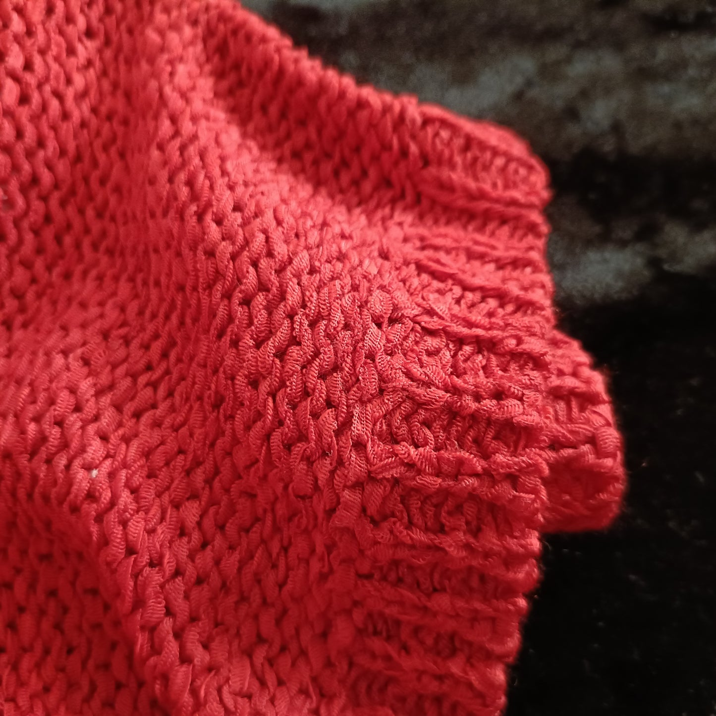 Red Loose Knit V Neck Jumper