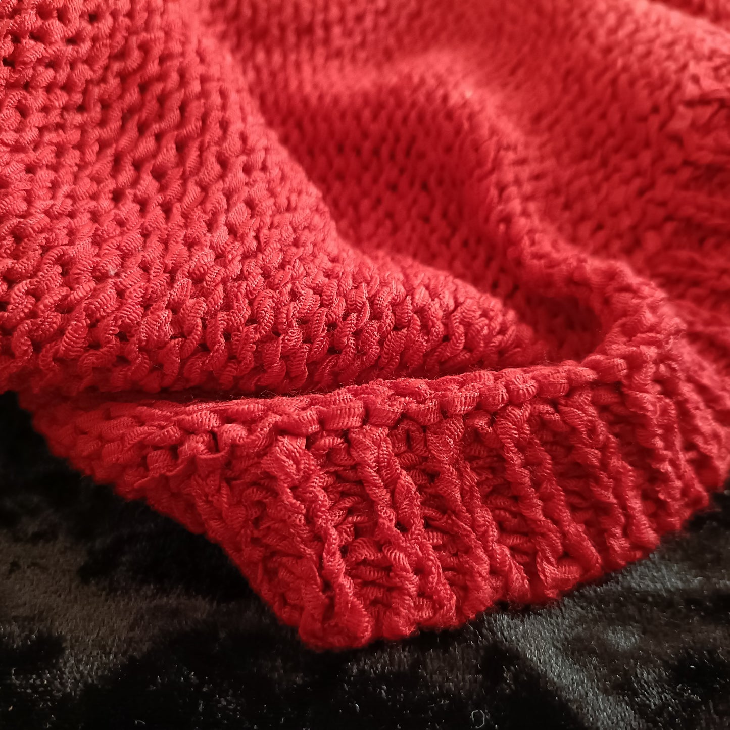 Red Loose Knit V Neck Jumper