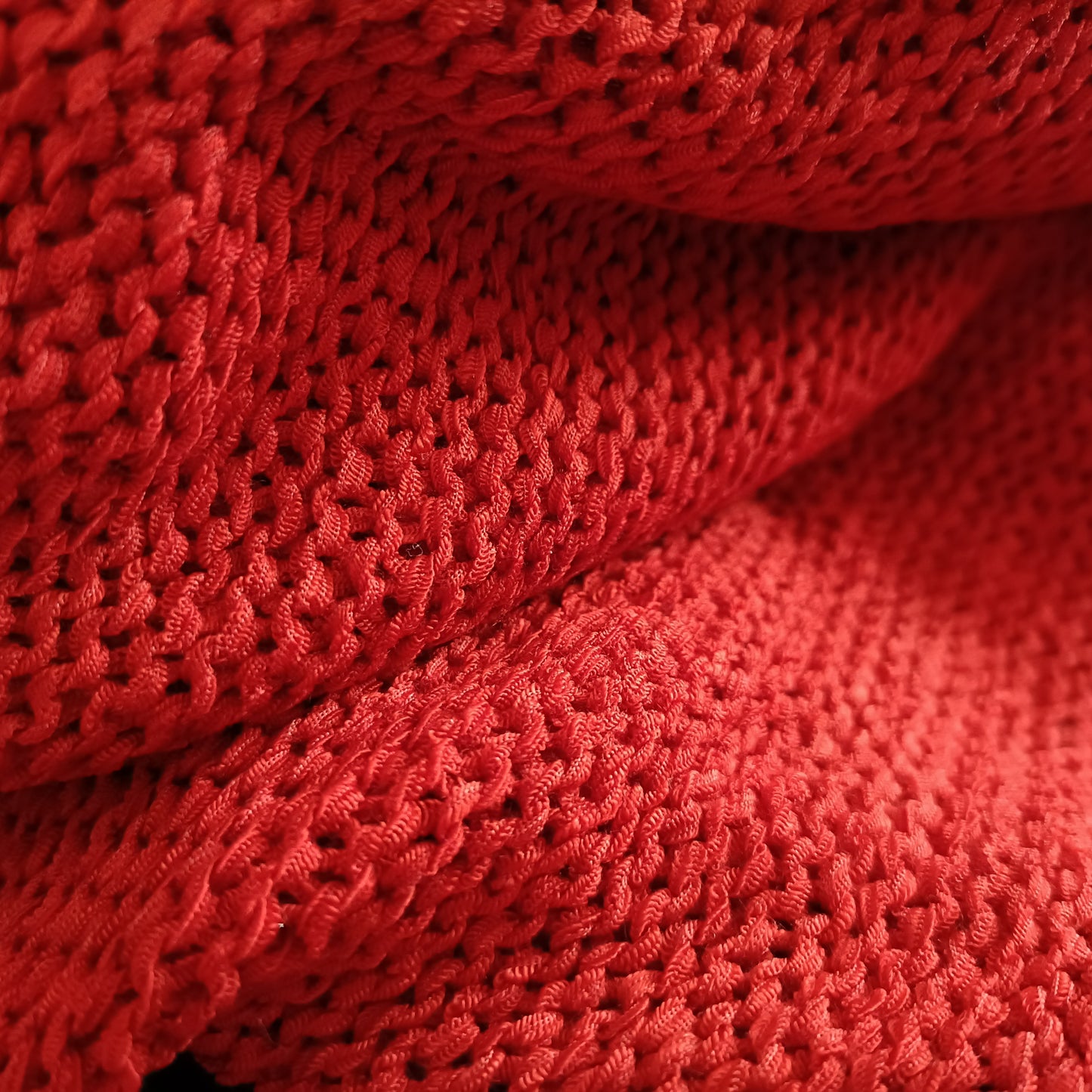 Red Loose Knit V Neck Jumper