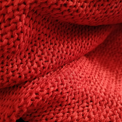 Red Loose Knit V Neck Jumper