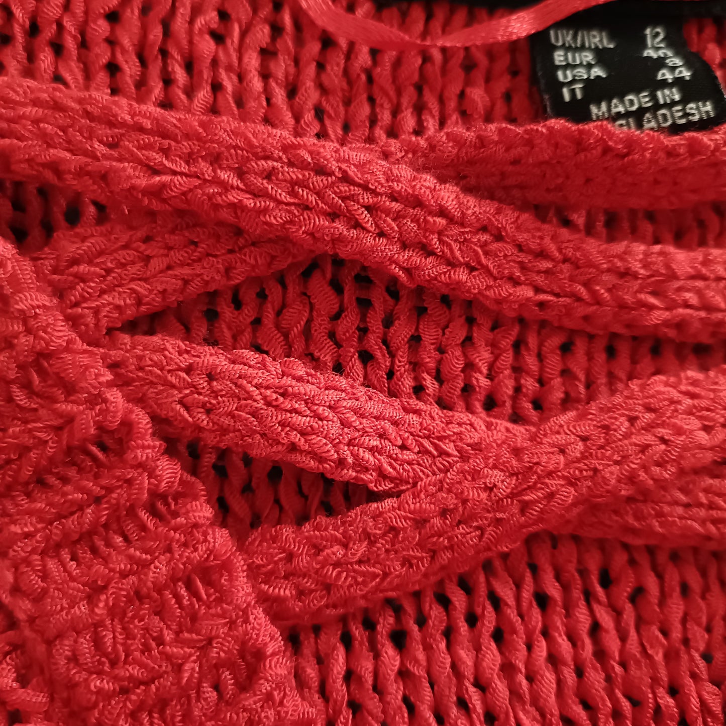 Red Loose Knit V Neck Jumper