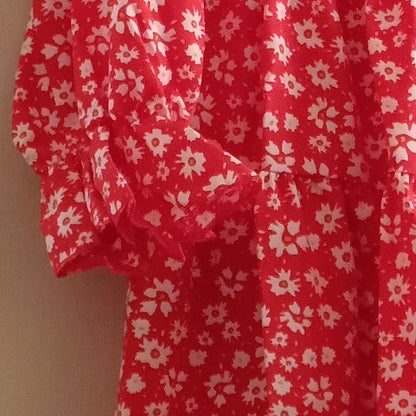 Red Dress with Daisy Print