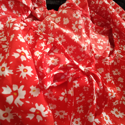 Red Dress with Daisy Print