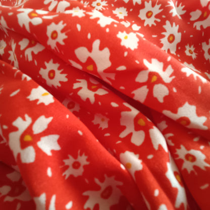 Red Dress with Daisy Print