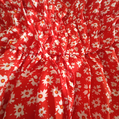 Red Dress with Daisy Print