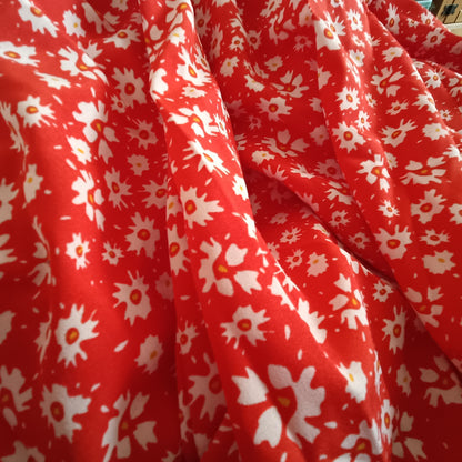 Red Dress with Daisy Print