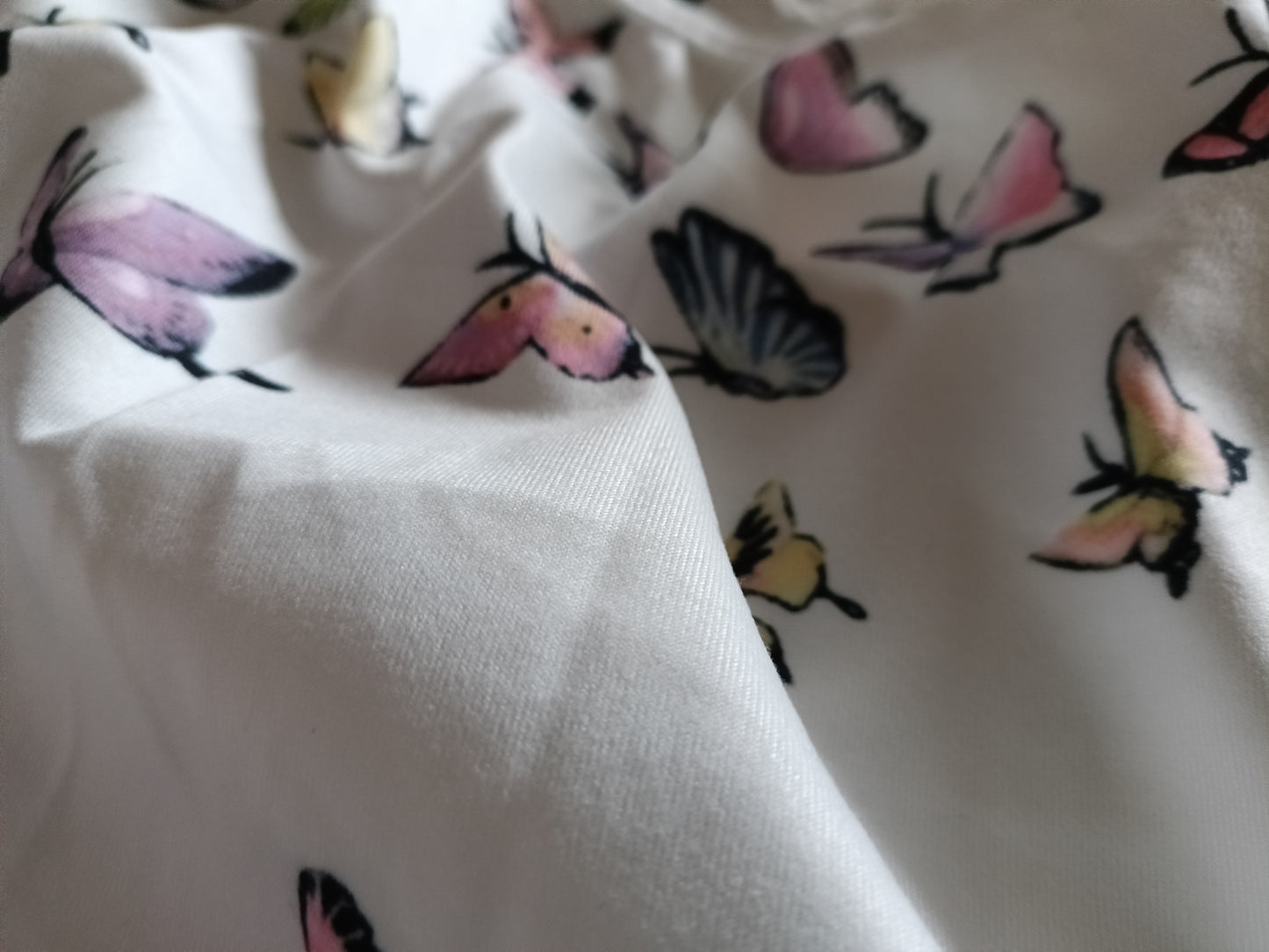 Butterfly Print Cold Shoulder Top with Lace Straps