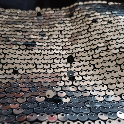 Black Long Sleeve Sequin Panel Top