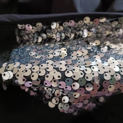 Black Long Sleeve Sequin Panel Top