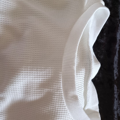 White Top with Lace Sleeves and  Button Detail on Cuffs