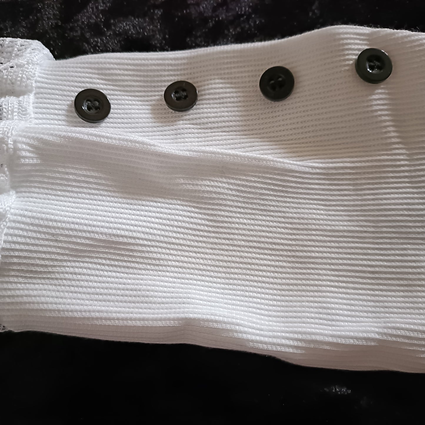 White Top with Lace Sleeves and  Button Detail on Cuffs