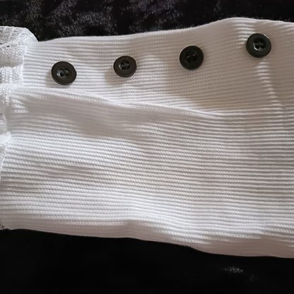 White Top with Lace Sleeves and  Button Detail on Cuffs