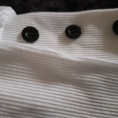 White Top with Lace Sleeves and  Button Detail on Cuffs