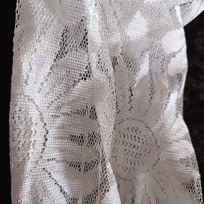 White Top with Lace Sleeves and  Button Detail on Cuffs