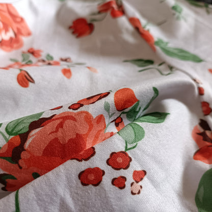 White T-Shirt with Orange Flower Print