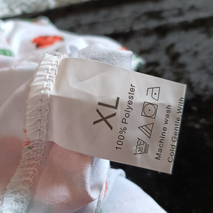 White T-Shirt with Orange Flower Print