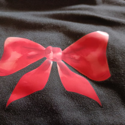 Black T Shirt with Colourful Bow Print