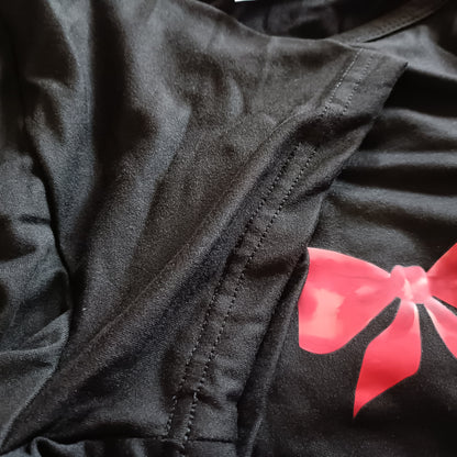 Black T Shirt with Colourful Bow Print