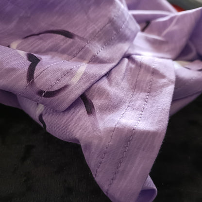 Lilac Cold Shoulder Top with Heart Print and Faux Zip Detail